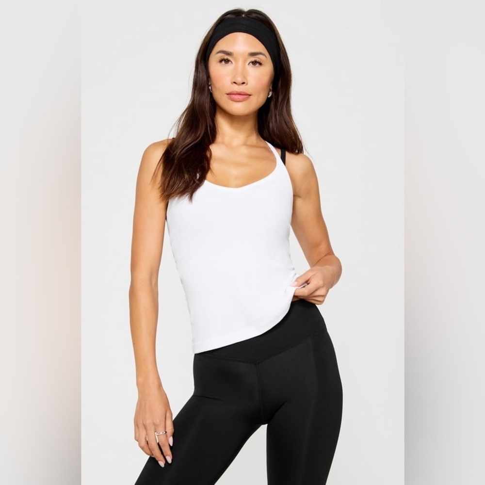 NWT Fabletics Modal Rib V Neck Tank Classic White M I97
